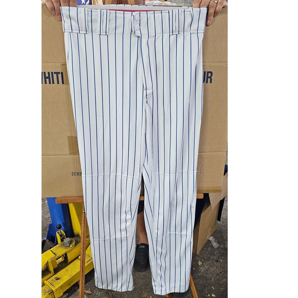 Rawlings Pro-Dri Baseball Pants Mens Large White Blue Pinstripe PIN150 Relaxed
